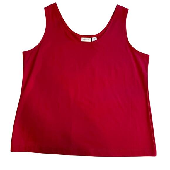 Chico’s Tops - Chico’s Red Classic U Neck Stretch Tank Top Size 3 (XL) Minimalist